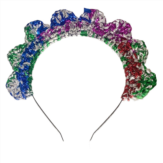 Crochet glitter curtain headband